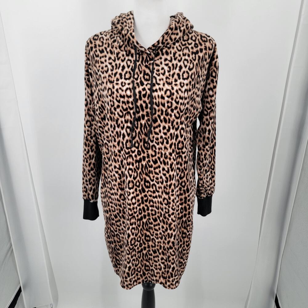 Betsey Johnson Lounger Womens Small Animal Print Velour Fleece Hooded